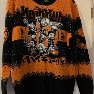 Boxed Lunch 2XL Haikyu Karasuno Crows Chibi Mens Sweater